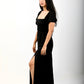 Backless Dress with Front Slit - Black