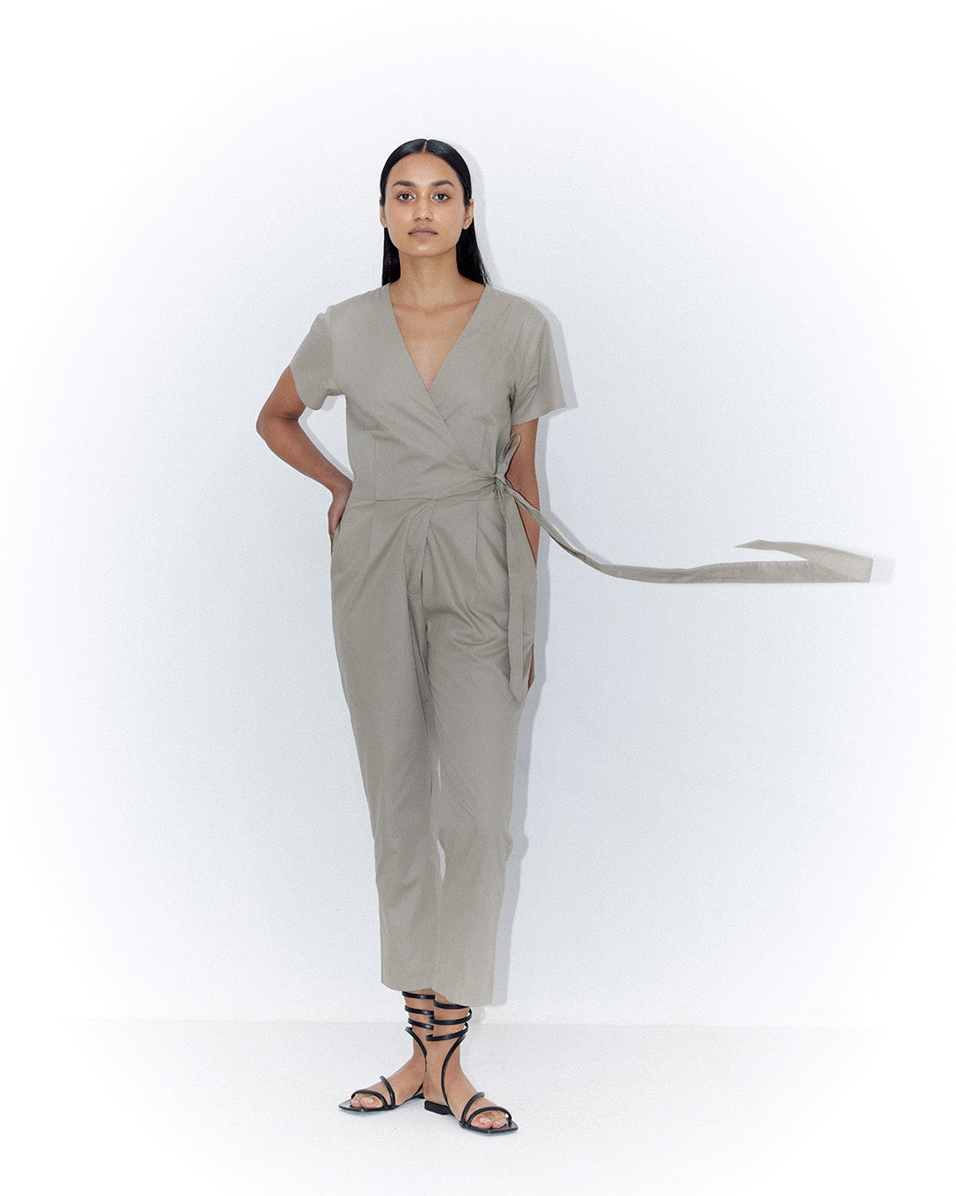 Cropped Wrap Jumpsuit