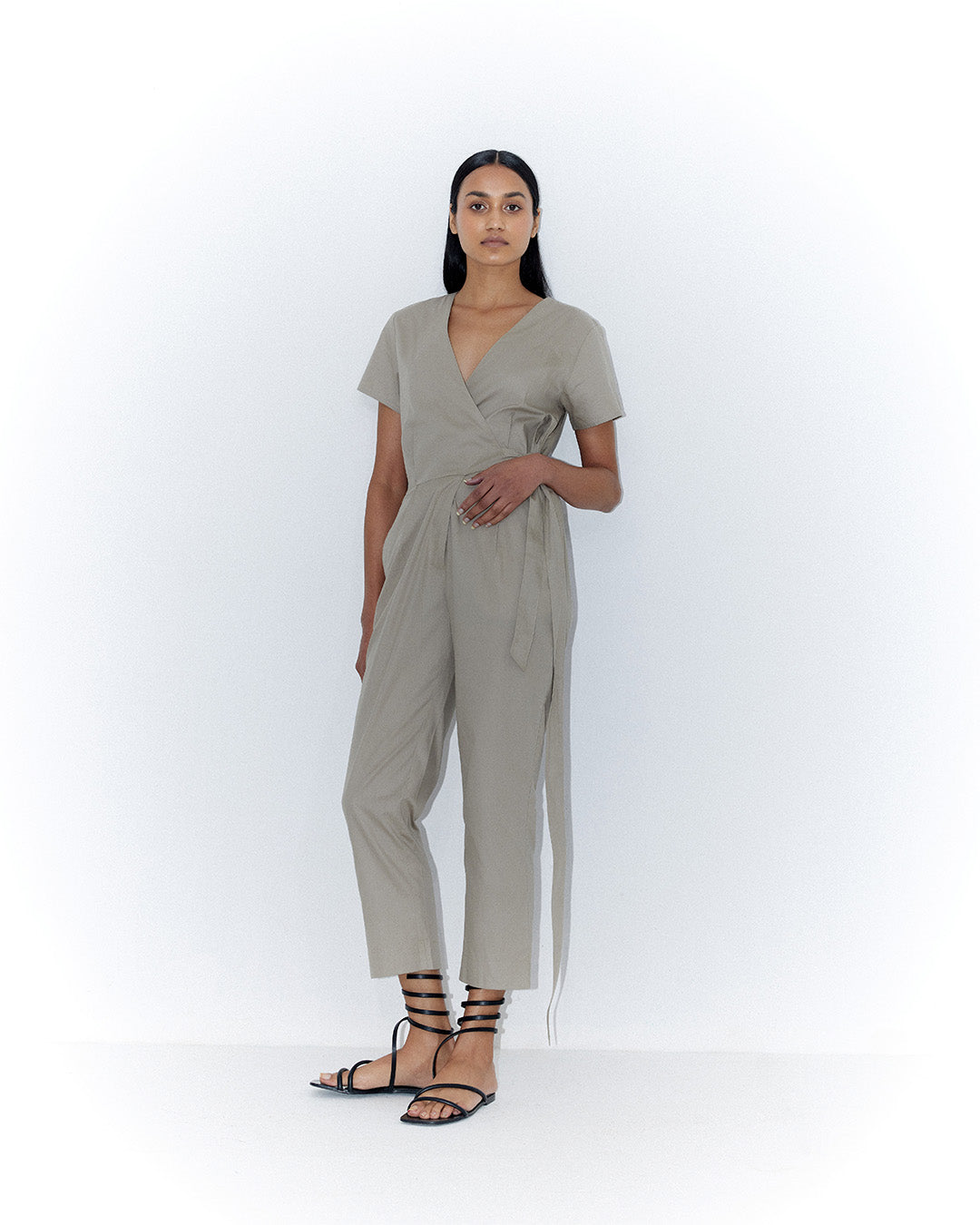 Cropped Wrap Jumpsuit