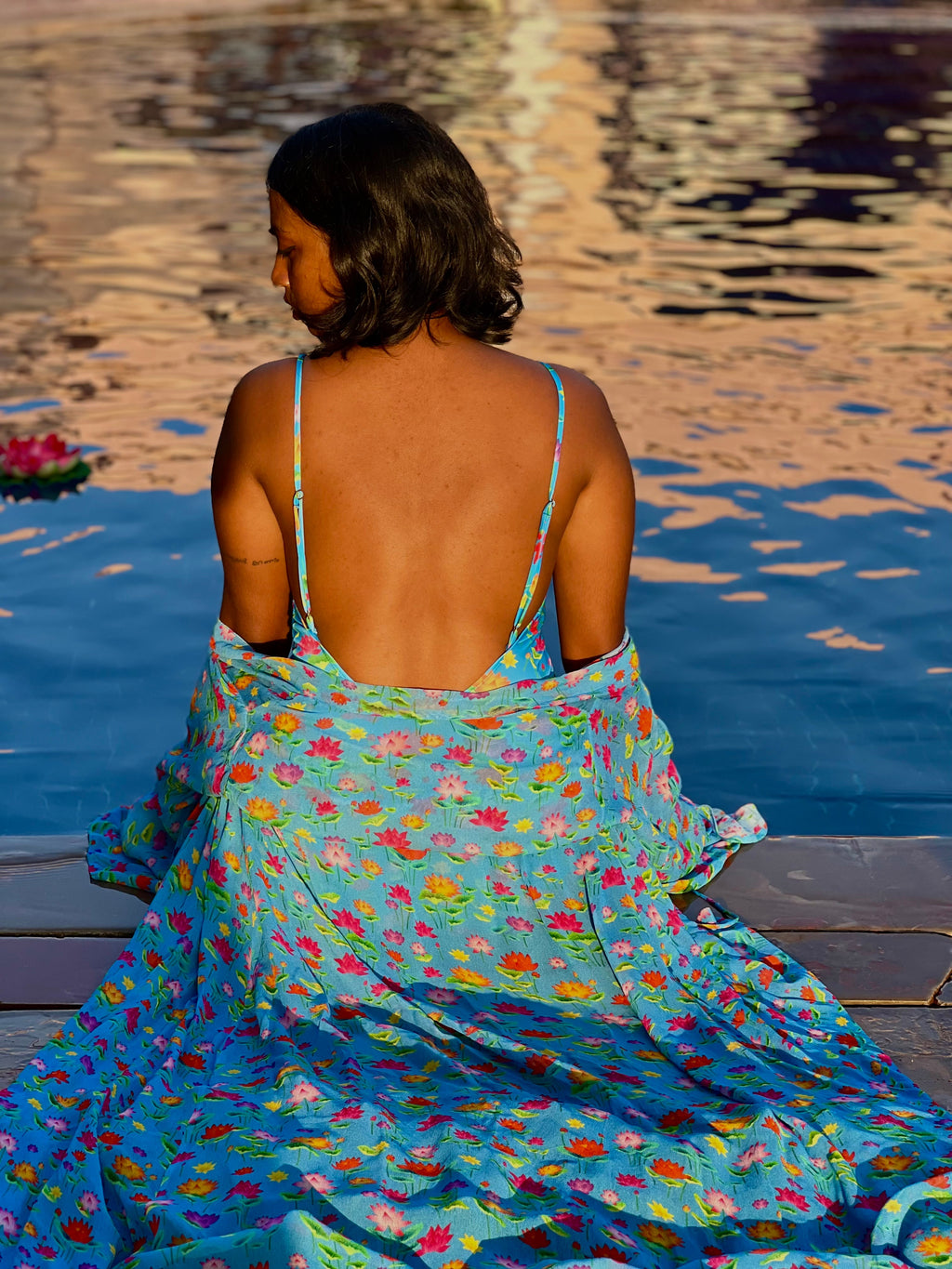 Kaftaan with Drawstring Waist - Lotus Pond