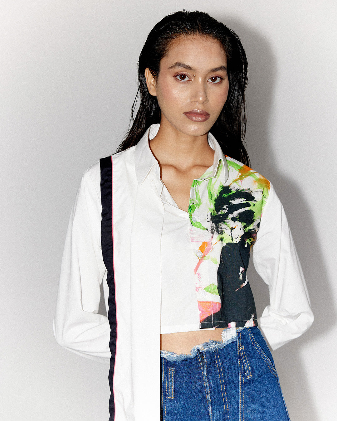 Brush Strokes Crop Shirt