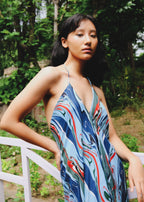 Cosmic Wave Plunge Back Kaftaan Dress