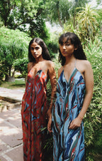 Cosmic Wave Plunge Back Kaftaan Dress