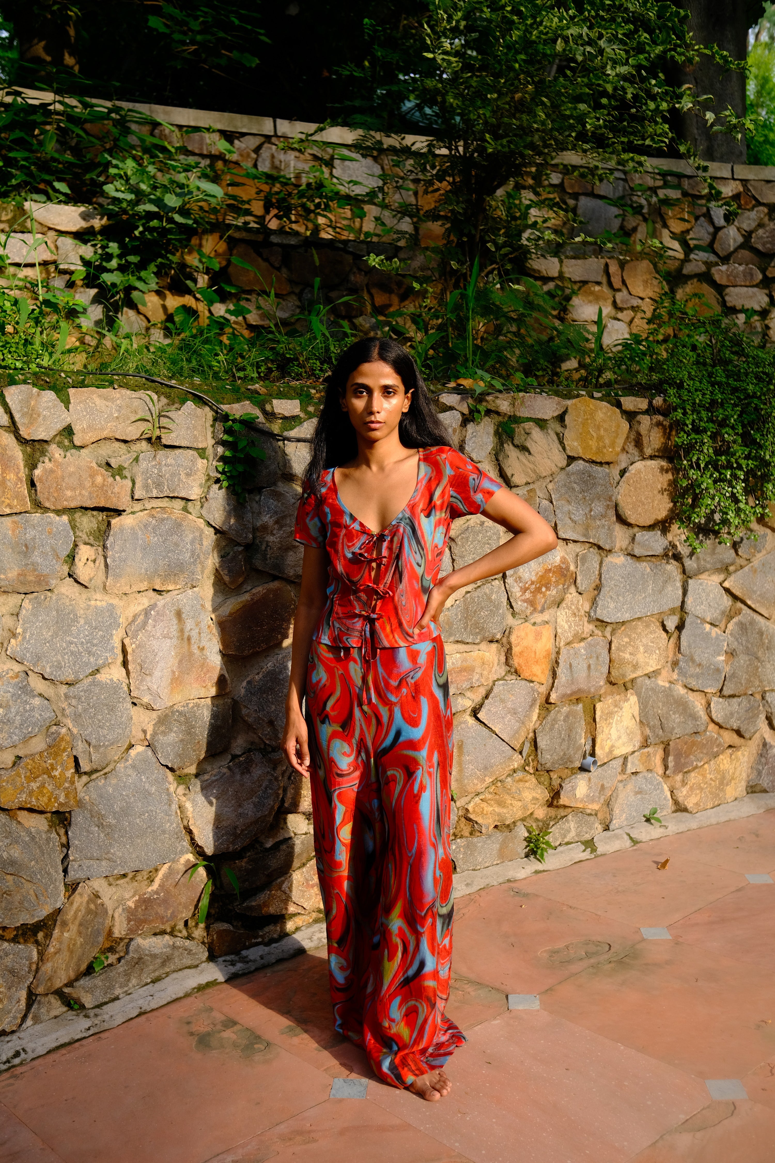 Cayenne Wave Four Tie Top