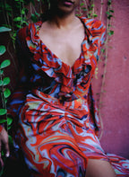 Cayenne Wave Waist Defining Ruched Sarong Skirt