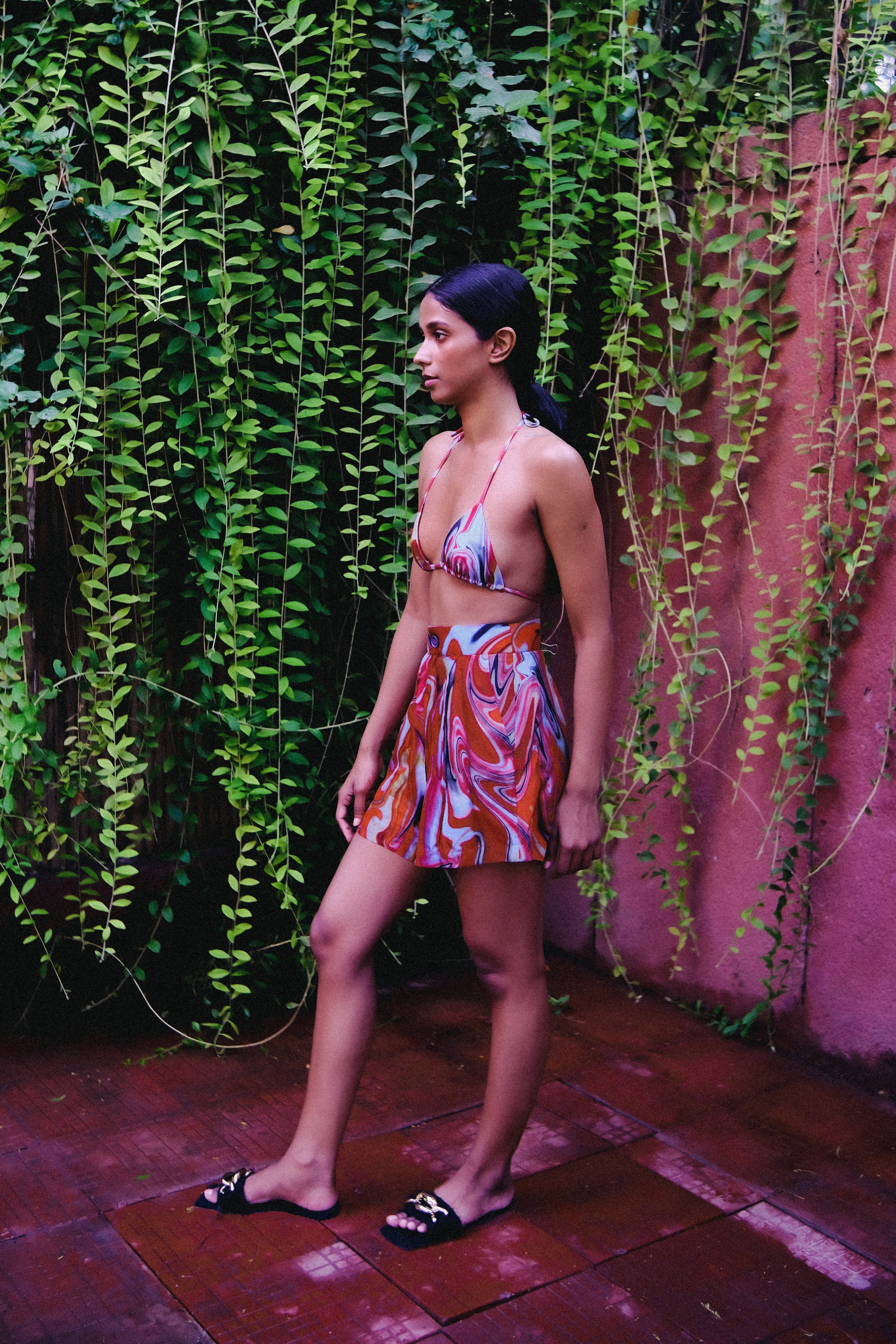 Cayenne Wave High Waist Shorts With Side Pockets