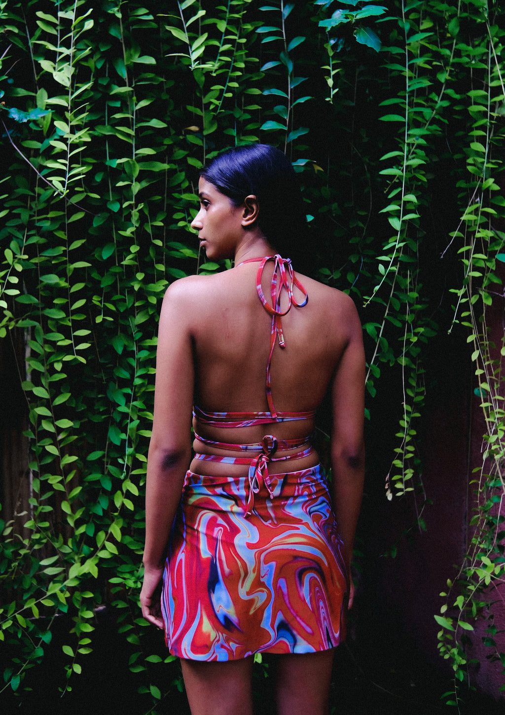 Cayenne Wave Triangle Bikini Top with Wrap Around String