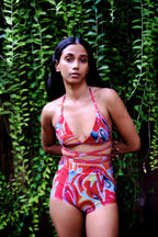 Cayenne Wave Triangle Bikini Top with Wrap Around String