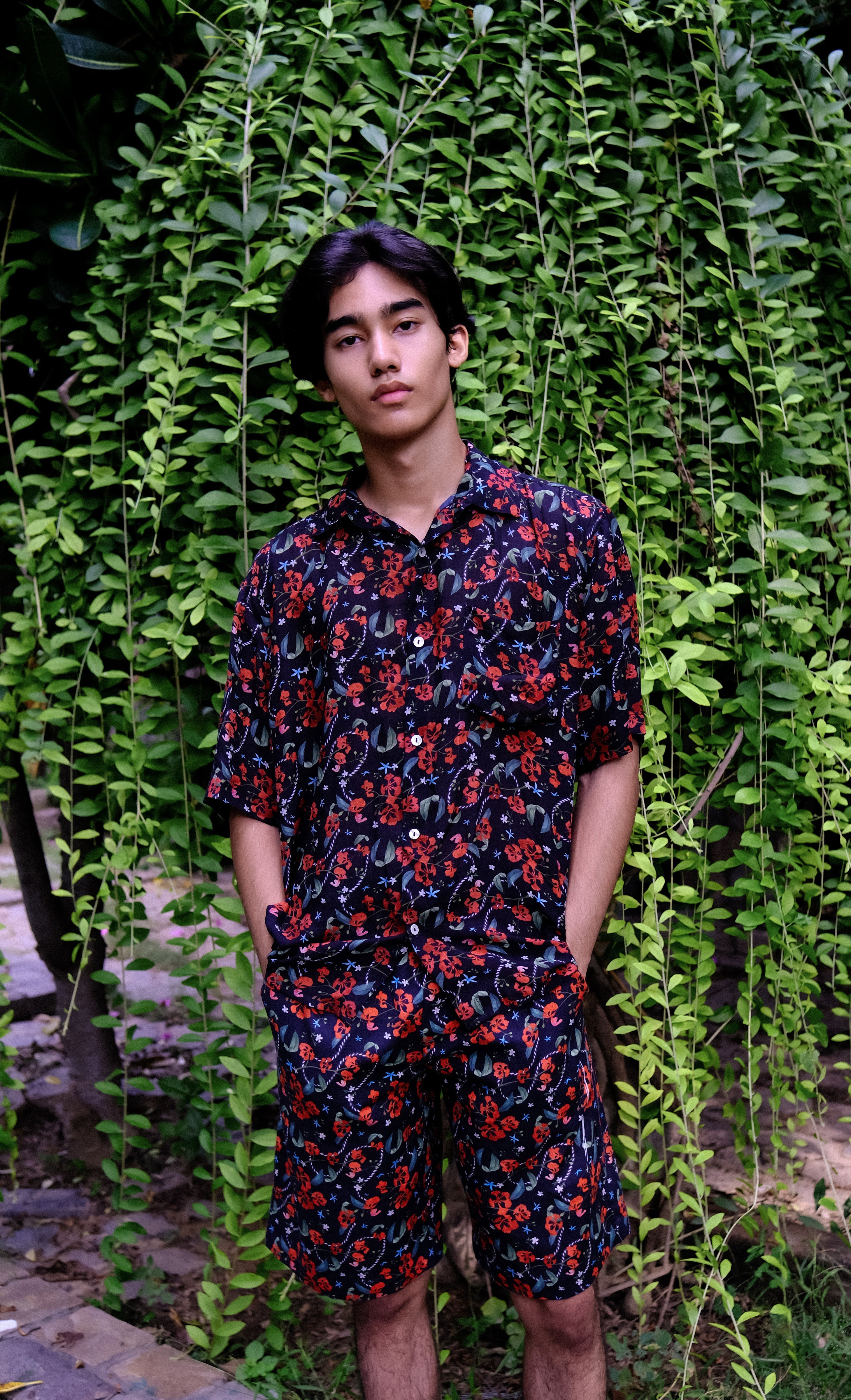 Royal Poinciana Linen Shorts for Men