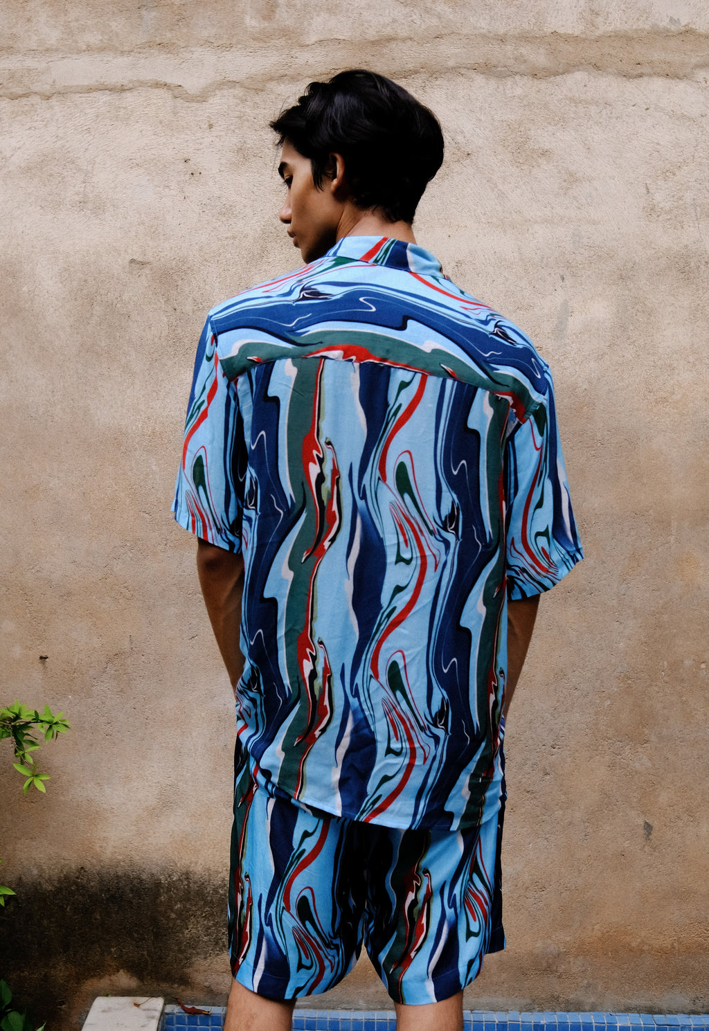 Cosmic Wave Linen Shorts for Men