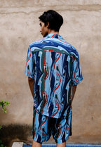 Cosmic Wave Linen Shorts for Men