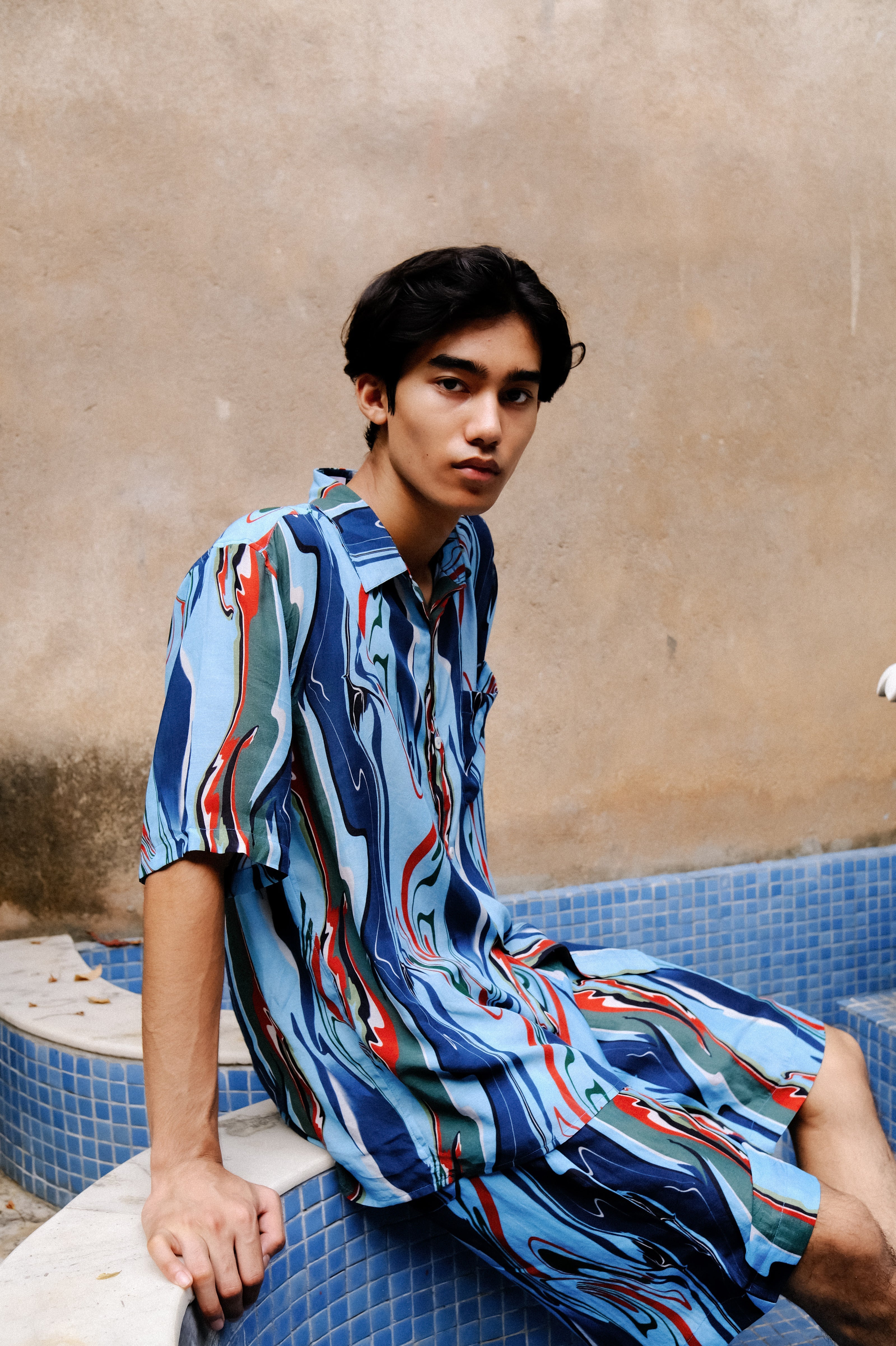 Cosmic Wave Linen Shorts for Men