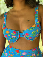 Balconette Underwired and Padded Bikini Top - Lotus Pond