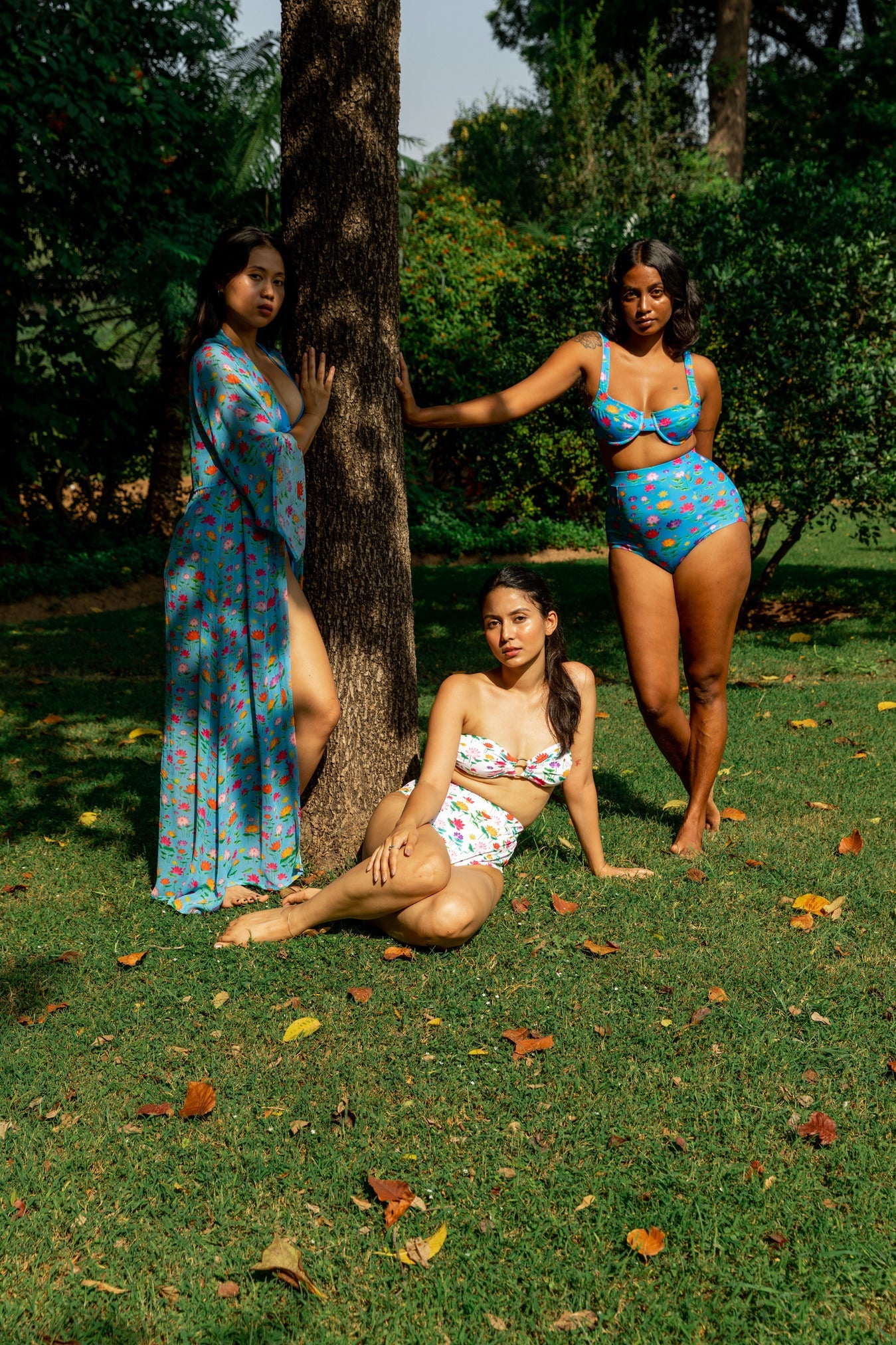 High Waist and High Coverage Bikini Bottom - Lotus Pond