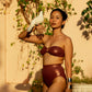 High Waist and Medium Coverage Bikini Bottom - Copper Shimmer
