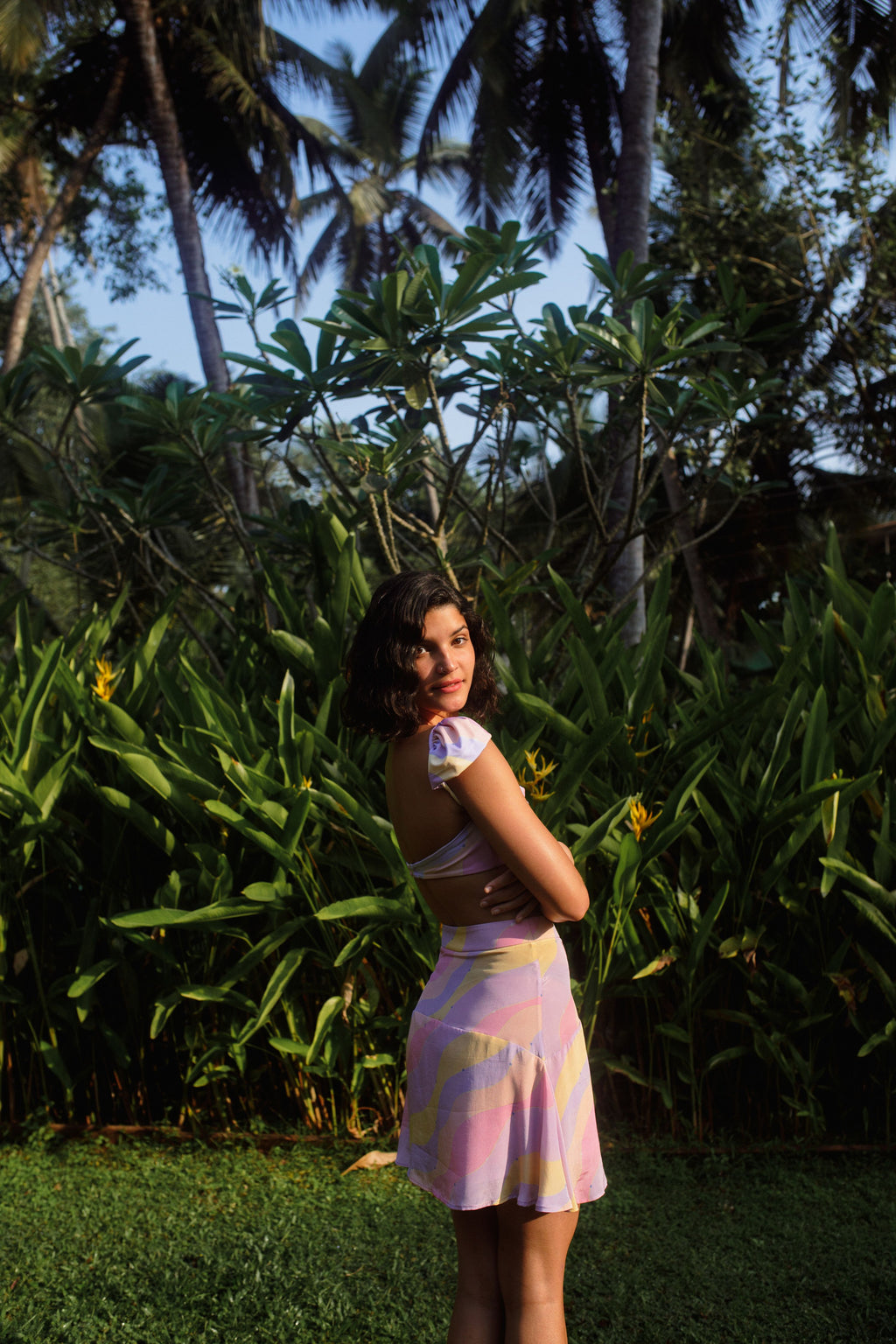 Jasmine Wave High Waist A-Line Skirt With Inner Shorts