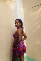 Oriental Poppy High Waist Shorts With Side Pockets