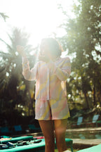 Jasmine Wave High Waist Satin Shorts With Side Pockets