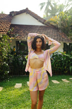 Jasmine Wave High Waist Satin Shorts With Side Pockets