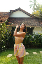 Jasmine Wave High Waist Satin Shorts With Side Pockets