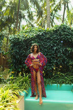 Oriental Poppy Front Open Kaftaan