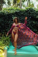 Oriental Poppy Front Open Kaftaan