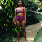 Oriental Poppy High Waist Belted Bikini Bottom