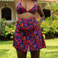 Oriental Poppy High Waist A-Line Skirt With Inner Shorts