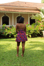 Oriental Poppy High Waist A-Line Skirt With Inner Shorts