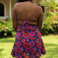 Oriental Poppy High Waist A-Line Skirt With Inner Shorts