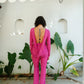 Magenta Plunge Back Top With Handcrafted Tie-Ups
