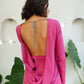 Magenta Plunge Back Top With Handcrafted Tie-Ups