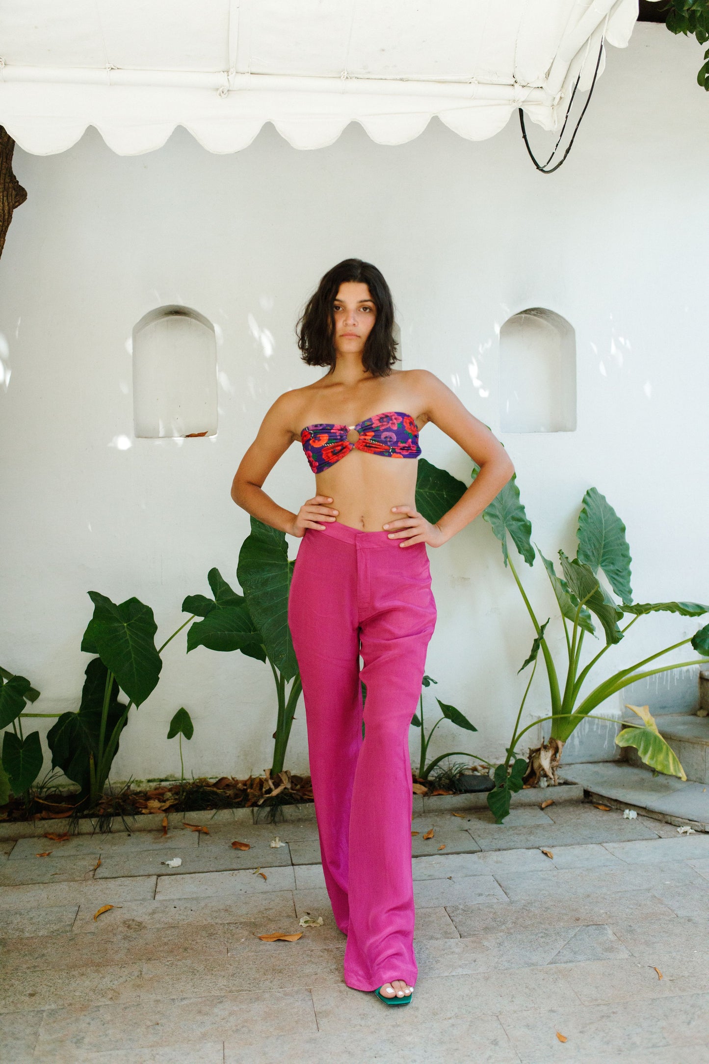 Magenta High Waist Trousers