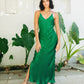 Emerald Green Satin Slip Dress With Handcrafted Straps