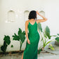 Emerald Green Satin Slip Dress With Handcrafted Straps