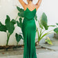 Emerald Green Satin Slip Dress With Handcrafted Straps