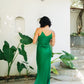 Emerald Green Satin Slip Dress With Handcrafted Straps