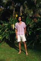 Lavender  Shirt With Hand Embroidery