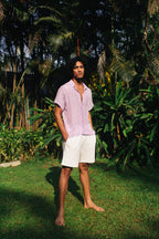 Lavender  Shirt With Hand Embroidery