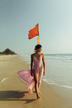 Jasmine Wave Wrap Dress With Hand Crochet Flower Straps