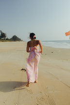 Jasmine Wave Wrap Dress With Hand Crochet Flower Straps