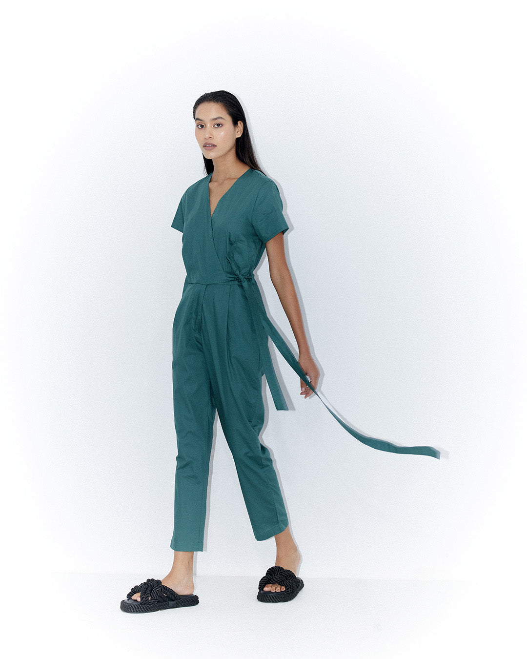 Cropped Wrap Jumpsuit