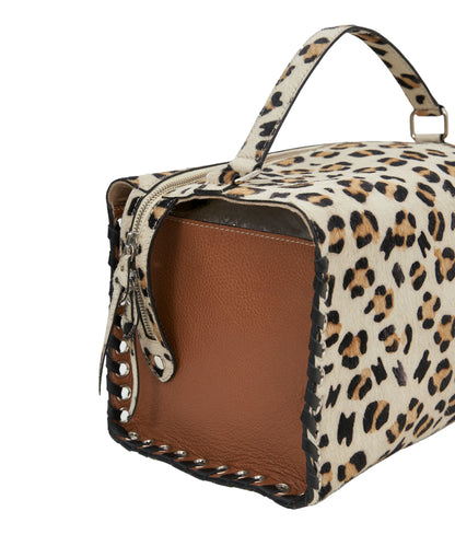 Mini Trunk Tote in White Leopard